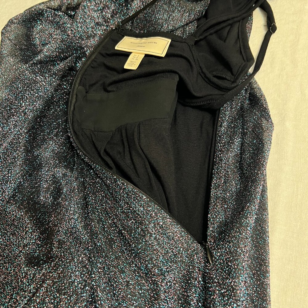 Moulinette Soeurs Metallic Chiffon Maxi Dress Women's Size 2 Evening Gown - Picture 5 of 11